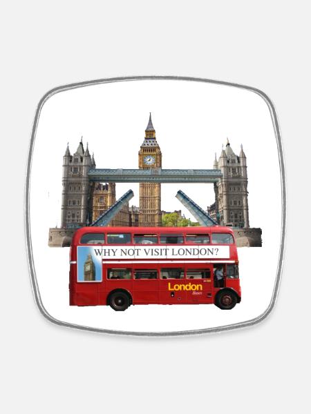 London Landmarks Collage - Square fridge magnet - white