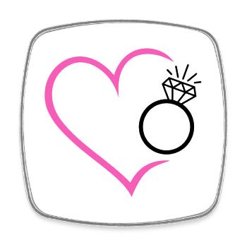 Heart with diamond ring, wedding ring, wedding ring, bride - Square fridge magnet - white - Front