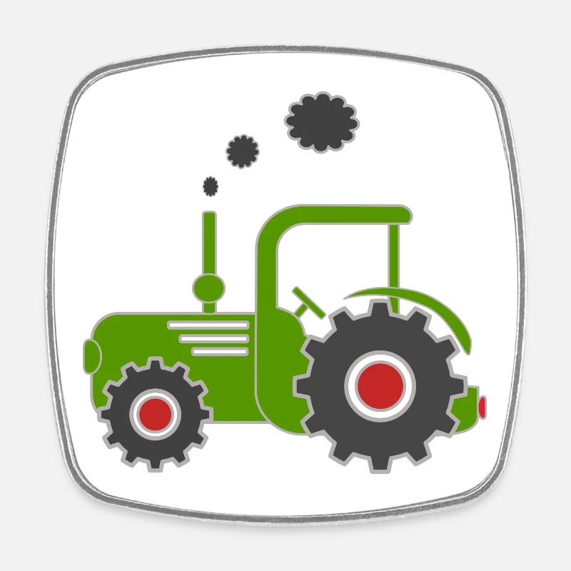 Grüner Traktor - Viereckiger Kühlschrankmagnet - Weiß