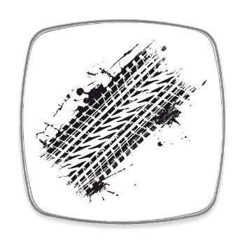 dirty car tire tread brake track graffiti - Square fridge magnet - white - Front