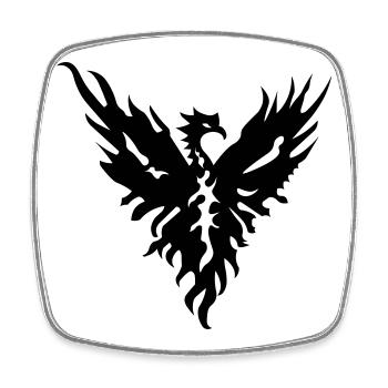 Phönix Tribal Symbol für Stärke und Neubeginn - Viereckiger Kühlschrankmagnet - Weiß - Vorne