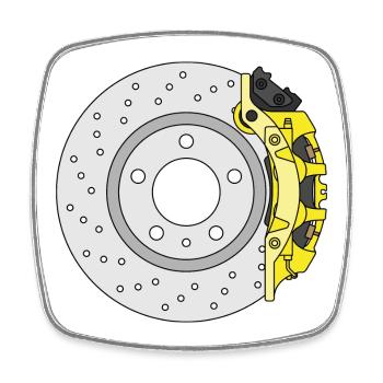 Disque de frein arrière jaune - Magnet carré - blanc - Devant
