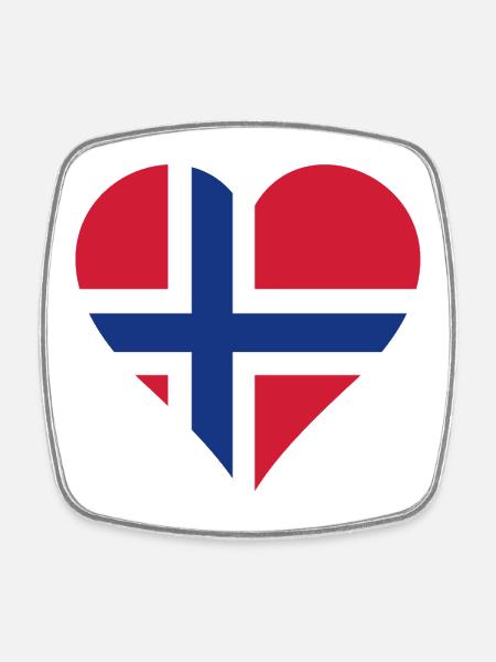 Norwegen als Herz - Viereckiger Kühlschrankmagnet - Weiß