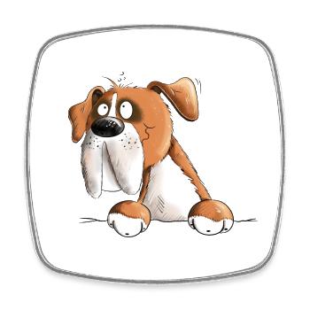 Happy Deutscher Boxer Hund - Viereckiger Kühlschrankmagnet - Weiß - Vorne