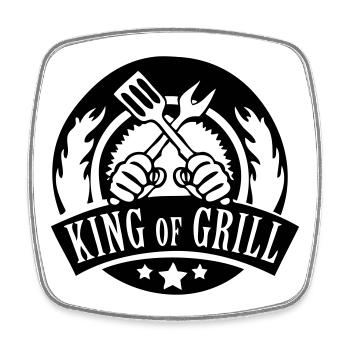 king of grill - Square fridge magnet - white - Front
