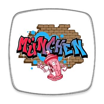 München Graffiti - Viereckiger Kühlschrankmagnet - Weiß - Vorne