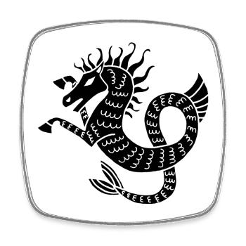 Black sea horse - Square fridge magnet - white - Front