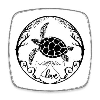 Tortue de mer Amour - Magnet carré - blanc - Devant