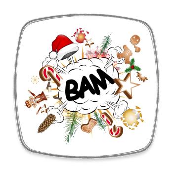 funny comic bubble - stressor Christmas time - Square fridge magnet - white - Front