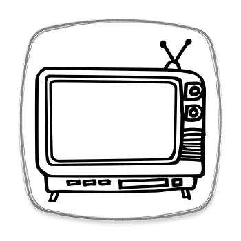 Fernseher - Viereckiger Kühlschrankmagnet - Weiß - Vorne