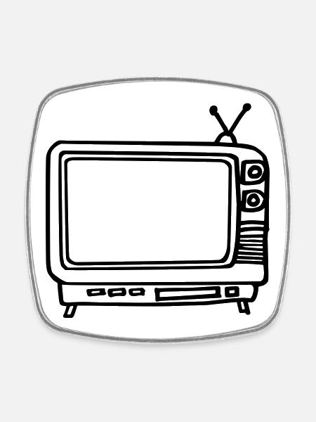 la télé - Magnet carré - blanc
