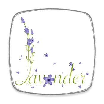 calligraphie délicate de lavande avec des fleurs de lavande - Magnet carré - blanc - Devant