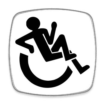 Utilisateur de fauteuil roulant détendu, roller, handicapé # - Magnet carré - blanc - Devant