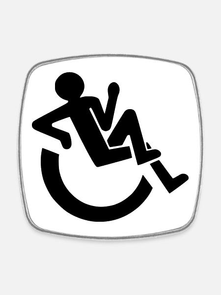 Relaxed wheelchair user, roller, disabled # - Square fridge magnet - white