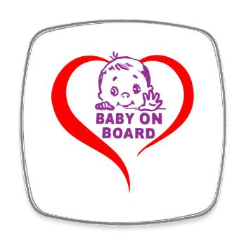Stickers Bébé à bord - Magnet carré - blanc - Devant