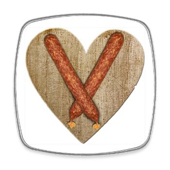 Woodheart - Ahle Wurscht - Viereckiger Kühlschrankmagnet - Weiß - Vorne