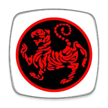 Shotokan Karate Logo Emblem Tiger rot auf schwarz - Viereckiger Kühlschrankmagnet - Weiß - Vorne