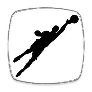 Gardien de joueur de football qui saute après le ballon beaucoup i - Magnet carré - blanc - Devant