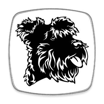 Zwergschnauzer Kopf - Viereckiger Kühlschrankmagnet - Weiß - Vorne