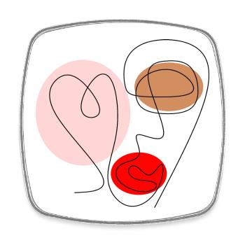 Line drawing face - Square fridge magnet - white - Front