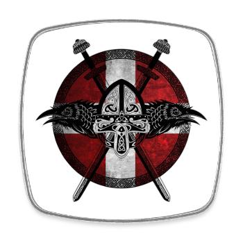 Viking Viking Denmark Flag Raven Design - Square fridge magnet - white - Front