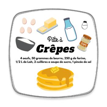 pâte a crêpes recette ingrédients chandeleur - Magnet carré - blanc - Devant