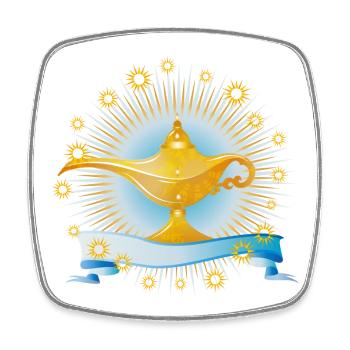 lampe magique orientale dorée et rayonnante - Magnet carré - blanc - Devant