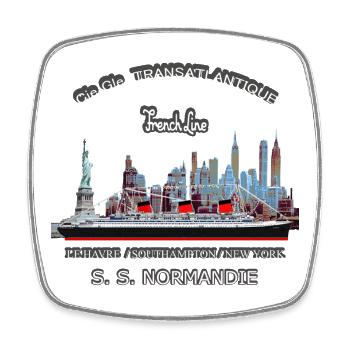 PAQUEBOT NORMANDIE NEW YORK LOUIS RUNEMBERG ADAGP - Magnet carré - blanc - Devant