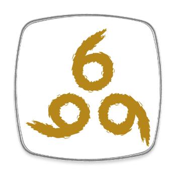 666 Or - Magnet carré - blanc - Devant