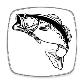 Fish transparent logo for fisherman - Square fridge magnet - white - Front