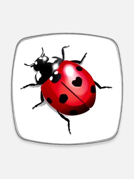Coccinelle - Magnet carré - blanc