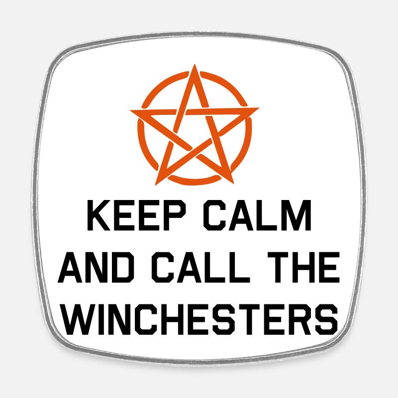 Stay calm and call the Winchesters - Square fridge magnet - white