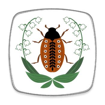 May beetle with lily of the way of the year - Square fridge magnet - white - Front