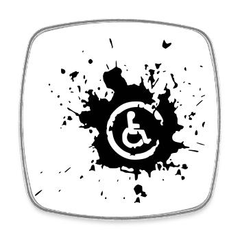 Image fauteuil roulant handicapé éclaboussure de peinture * - Magnet carré - blanc - Devant