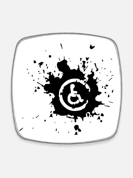 Image fauteuil roulant handicapé éclaboussure de peinture * - Magnet carré - blanc