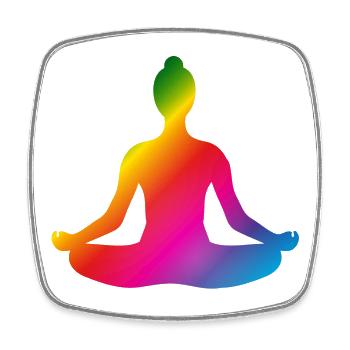 lumineux coloré yoga position silhouette - Magnet carré - blanc - Devant