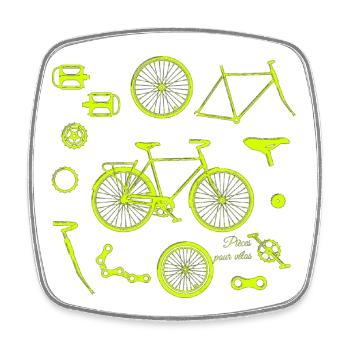 Bicycle Parts Illustration - Square fridge magnet - white - Front