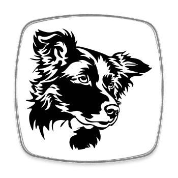 Border Collie Kopf - Magnet carré - blanc - Devant