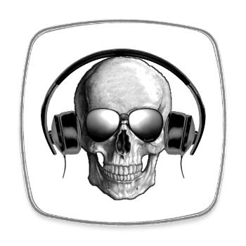 Rock Music Skull With Headphones Design - Viereckiger Kühlschrankmagnet - Weiß - Vorne