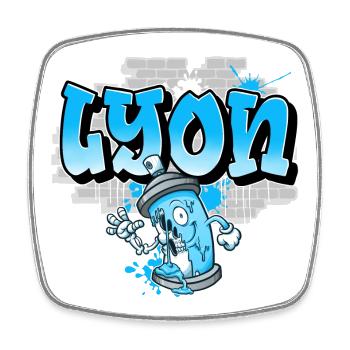 Lyon Graffiti - Square fridge magnet - white - Front
