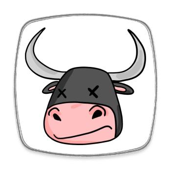 Taureau tête taureau - Magnet carré - blanc - Devant