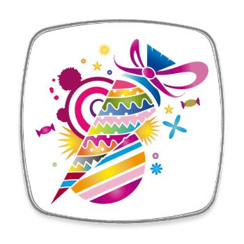 Sac d’école à motifs colorés pour la scolarisation - Magnet carré - blanc - Devant