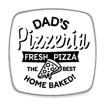 Dad’s Pizzeria Daddy pizza baker cuisine extérieure - Magnet carré - blanc - Devant
