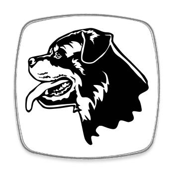 Rottweiler Kopf - Magnet carré - blanc - Devant