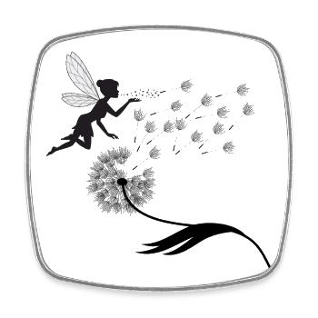 Fairy Flight Silhouette with Dust - Square fridge magnet - white - Front