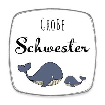 Große Schwester Wal - Viereckiger Kühlschrankmagnet - Weiß - Vorne