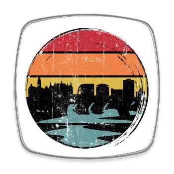 Silhouette d’horizon du coucher de soleil - Magnet carré - blanc - Devant