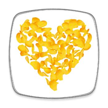 avec beaucoup d’amour un coeur de chips de pommes de terre - Magnet carré - blanc - Devant