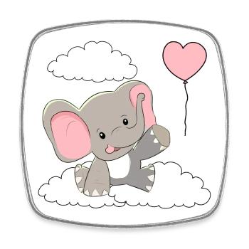 Elephant Baby Balloon Clouds Sky Flying - Square fridge magnet - white - Front