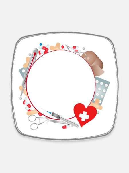 First aid kit or first aid kit as a frame - Square fridge magnet - white
